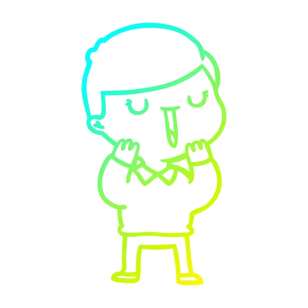 Hideg színátmenet vonal rajz karikatúra boldog fiú — Stock Vector
