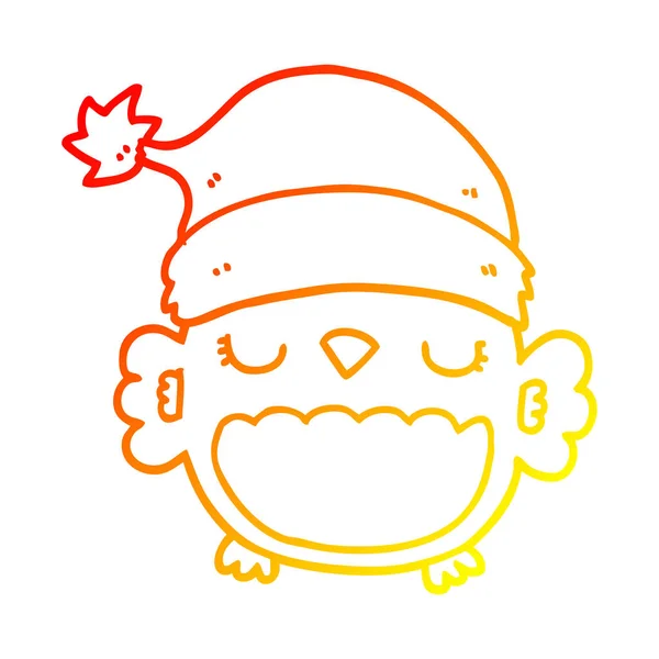 Warme Gradientenlinie Zeichnung niedlich Weihnachten Eule — Stockvektor