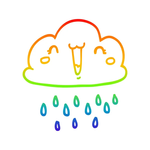 Arco iris gradiente línea dibujo dibujos animados tormenta nube — Archivo Imágenes Vectoriales