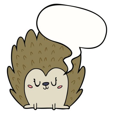 sevimli karikatür kirpi ve konuşma balonu