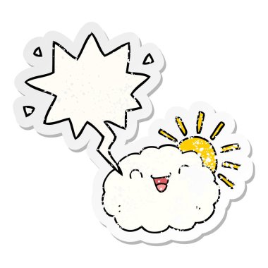 mutlu karikatür bulut ve konuşma balonu sıkıntılı etiket