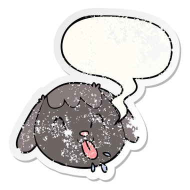 karikatür köpek yüz ve konuşma balonu sıkıntılı etiket