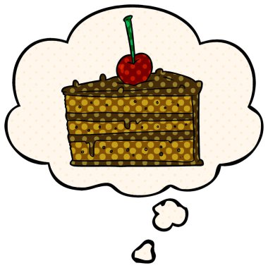 çizgi film çikolatalı kek ve çizgi roman tarzında düşünce balonu