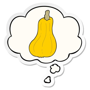 karikatür kabak ve baskılı bir etiket olarak kabarcık düşünce