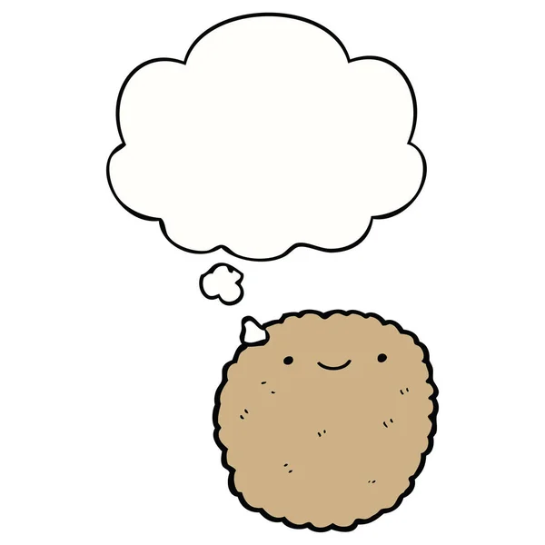 Cartone animato biscotto e bolla di pensiero — Vettoriale Stock
