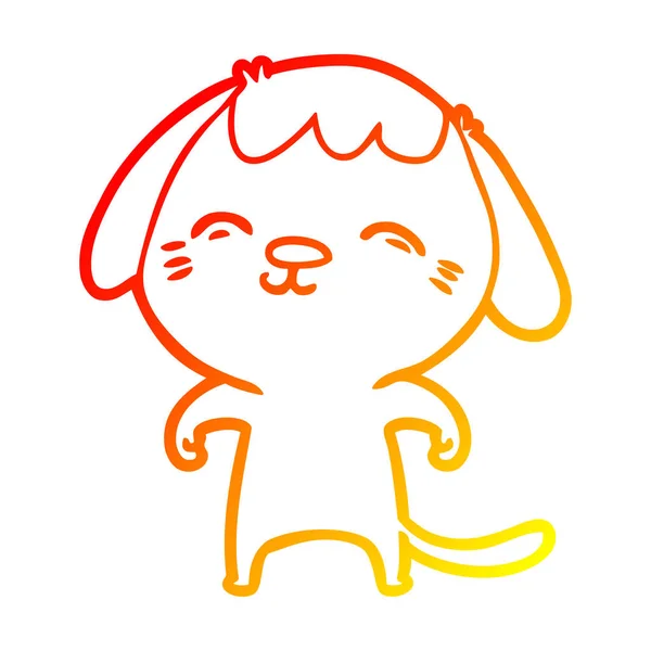Chaud dégradé ligne dessin heureux dessin animé chien — Image vectorielle