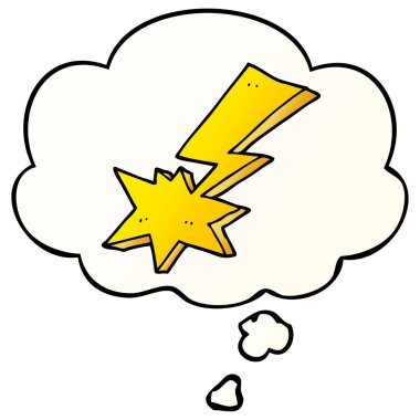 karikatür yıldırım ve pürüzsüz degrade sty düşünce balonu