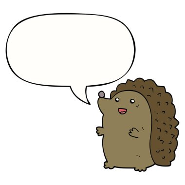 karikatür mutlu kirpi ve konuşma balonu