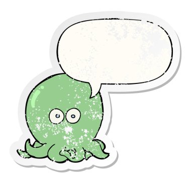 karikatür ahtapot ve konuşma balonu sıkıntılı etiket