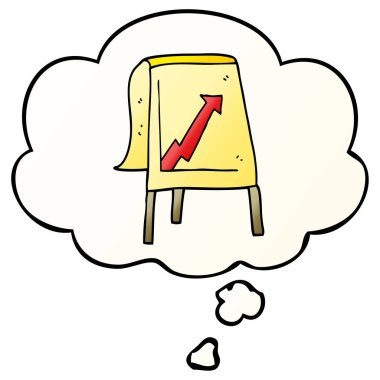 düz g ok ve düşünce balonu ile karikatür iş grafiği