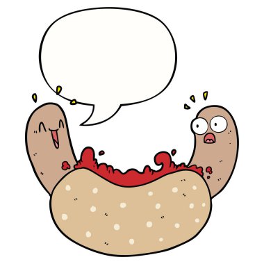 karikatür hotdog ve konuşma balonu