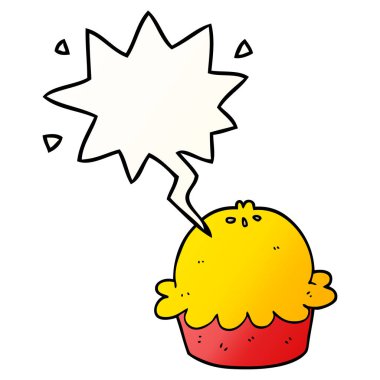 düzgün degrade tarzında karikatür pasta ve konuşma balonu