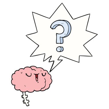 karikatür meraklı beyin ve konuşma balonu