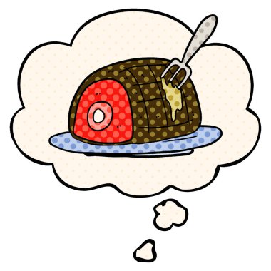 çizgi film pişmiş sığır eti ve çizgi roman tarzında kabarcık düşünce