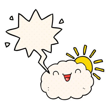 çizgi roman tarzında mutlu karikatür bulut ve konuşma balonu