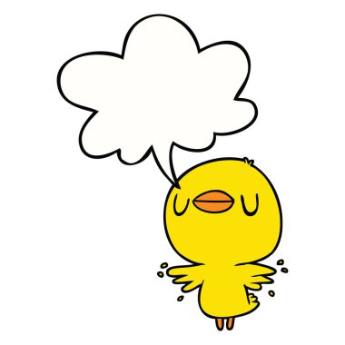 sevimli karikatür civciv kanatçırpma ve konuşma balonu