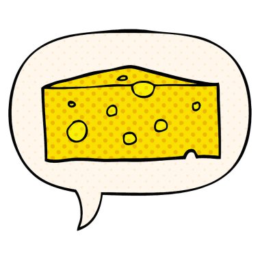 çizgi roman tarzında karikatür peynir ve konuşma balonu