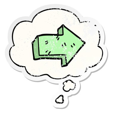 çizgi film işaret ok ve sıkıntılı yıpranmış s olarak kabarcık düşünce