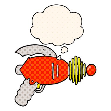 çizgi film ışın silah ve çizgi roman tarzında kabarcık düşünce