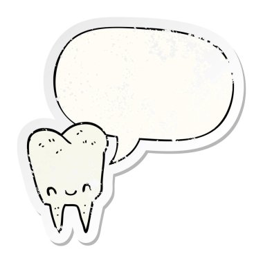 karikatür diş ve konuşma balonu sıkıntılı etiket