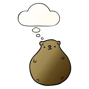 çizgi film ayısı ve pürüzsüz degrade tarzında düşünce balonu