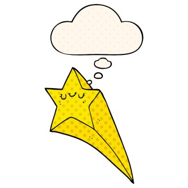 çizgi film çekim yıldızı ve çizgi roman tarzında kabarcık düşünce