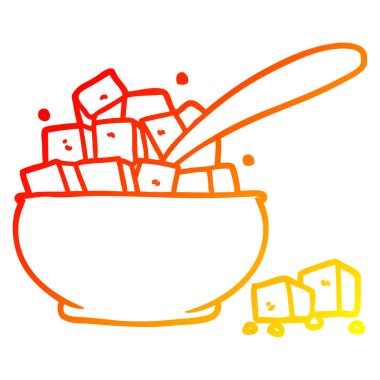 sıcak degrade çizgi çizim karikatür şeker kase