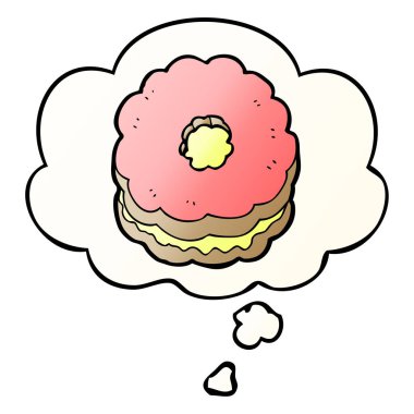 karikatür bisküvi ve pürüzsüz degrade tarzında düşünce balonu