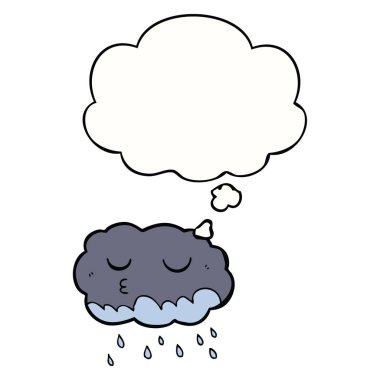 karikatür yağmur bulutu ve düşünce balonu