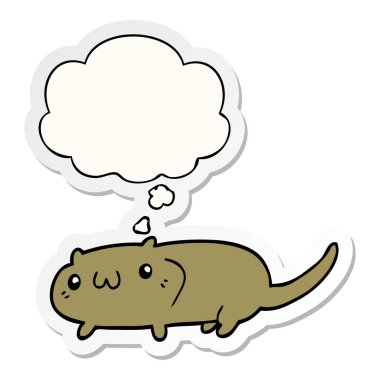 karikatür kedi ve baskılı bir etiket olarak kabarcık düşünce