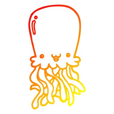 sıcak degrade çizgi çizim karikatür ahtapot