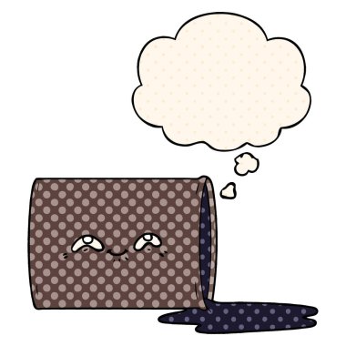 çizgi roman tarzında karikatür yağ davul ve düşünce balonu