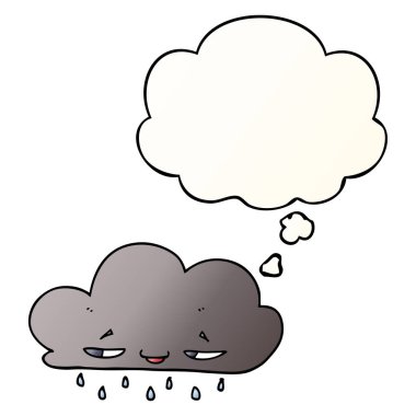 karikatür yağmur bulutu ve pürüzsüz degrade tarzında düşünce balonu