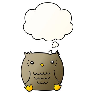 çizgi film baykuş ve pürüzsüz degrade tarzında düşünce balonu