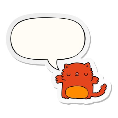 karikatür kedi ve konuşma kabarcık etiket