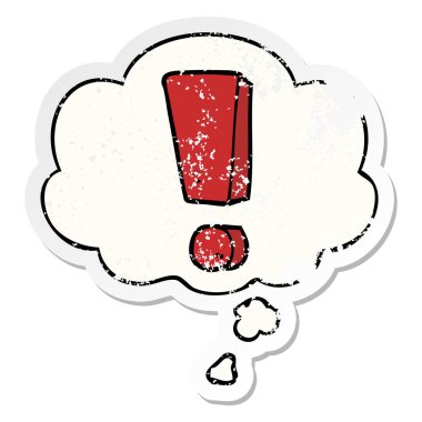 çizgi film ünlem işareti ve sıkıntılı yıpranmış olarak düşünce balonu