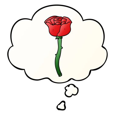 çizgi film çiçek ve pürüzsüz degrade tarzında düşünce balonu