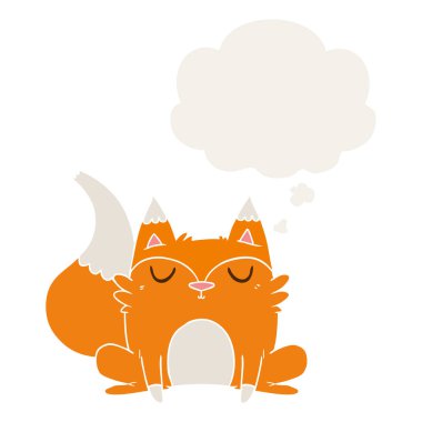 retro tarzında karikatür tilki ve düşünce balonu