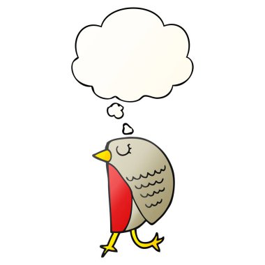 çizgi film kuş ve pürüzsüz degrade tarzında düşünce balonu