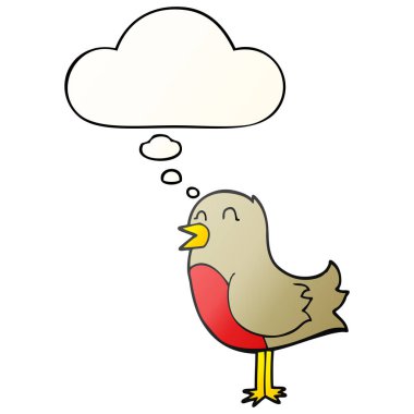 çizgi film kuş ve pürüzsüz degrade tarzında düşünce balonu