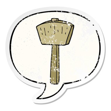 karikatür tokmak ve konuşma balonu sıkıntılı etiket