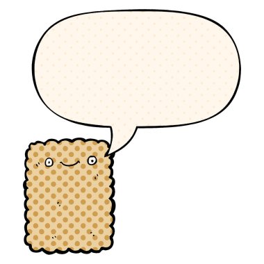 çizgi roman tarzında karikatür bisküvi ve konuşma balonu