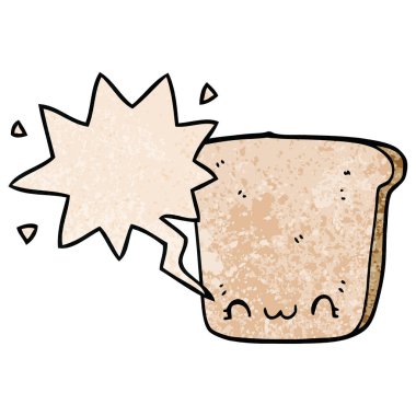 retro doku tarzında ekmek ve konuşma balonu karikatür dilim