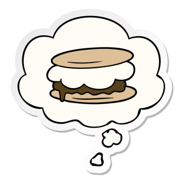 smore karikatür ve basılı bir etiket olarak kabarcık düşünce