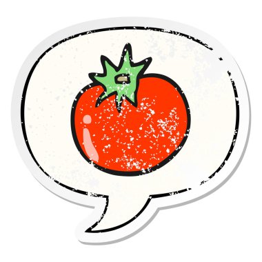 karikatür domates ve konuşma balonu sıkıntılı etiket