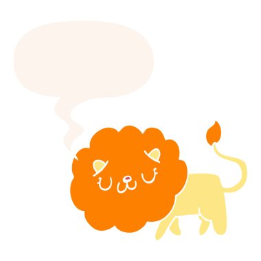 retro tarzında karikatür aslan ve konuşma balonu