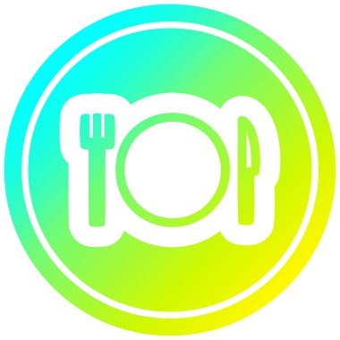 soğuk degrade spektrumda bıçak çatal ve plaka dairesel