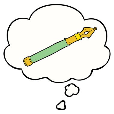 karikatür çeşme kalem ve düşünce balonu