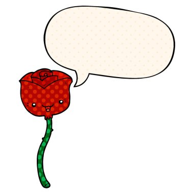 çizgi roman tarzında karikatür çiçek ve konuşma balonu