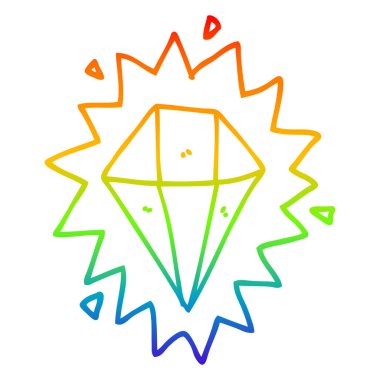 gökkuşağı gradyan çizgi çizim karikatür elmas